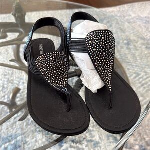 Nine West Black Sandals with Rhinestone Detail